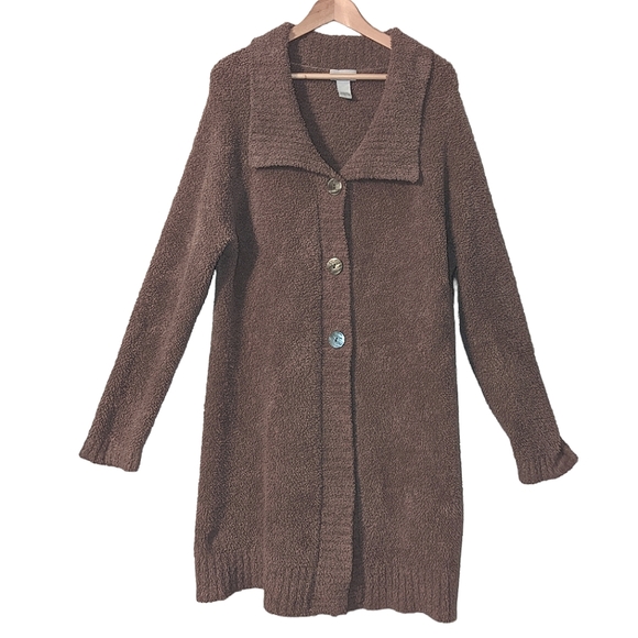 Soft Surroundings Cozy Button Front Long Line Collared Long Sleeve Cardigan - Picture 1 of 8